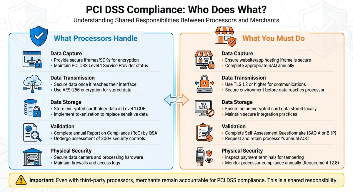 PCI DSS Compliance: Processor vs Merchant Responsibilities
