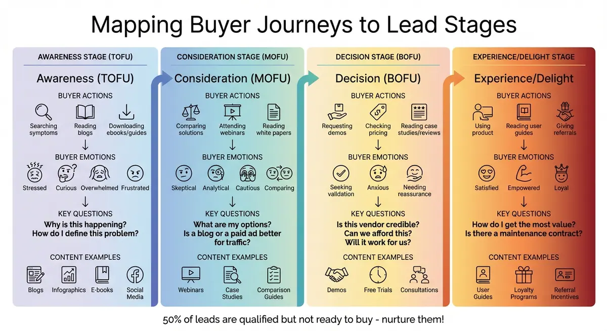 Buyer Journey Stages: Actions, Emotions, and Content Mapping Guide