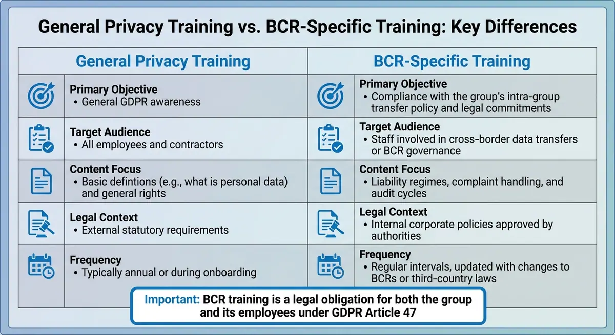 General Privacy Training vs BCR-Specific Training Comparison