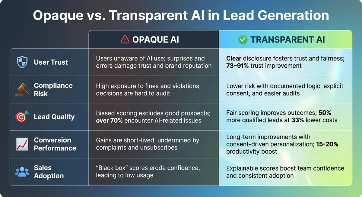 Opaque vs Transparent AI in Lead Generation: Performance Comparison