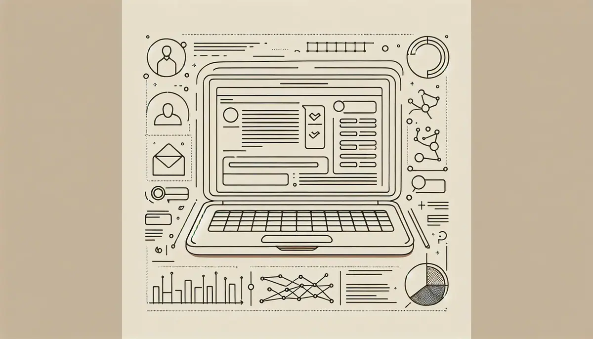 Minimalist illustration of a laptop showing a data capture form, symbolizing effective data collection strategies.
