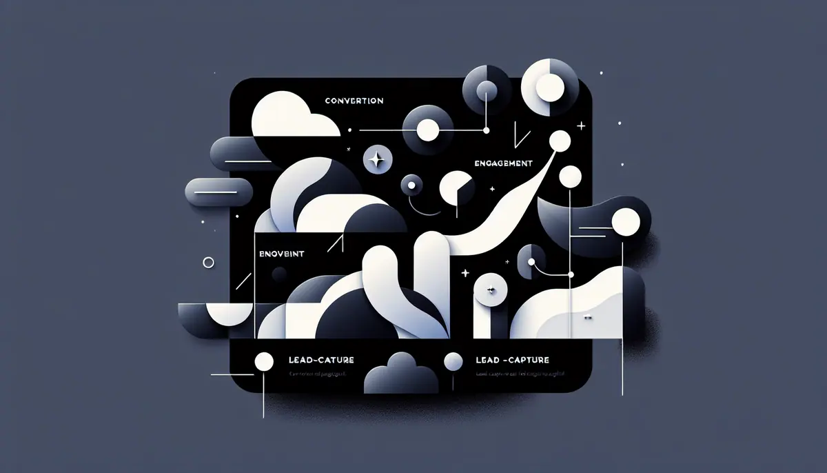 Minimalist design illustrating the concept of lead-capture forms with abstract shapes and digital elements.