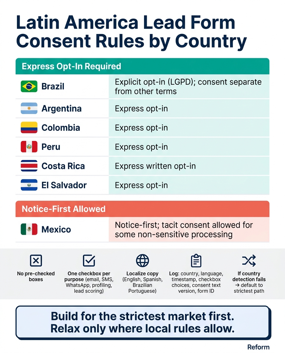 Latin America Lead Form Consent Rules by Country