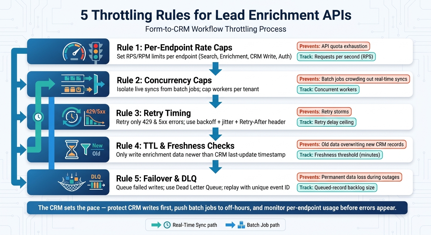 5 Throttling Rules for Lead Enrichment APIs: Form-to-CRM Workflow