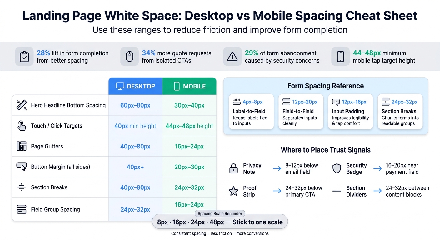 Landing Page White Space: Desktop vs Mobile Spacing Cheat Sheet