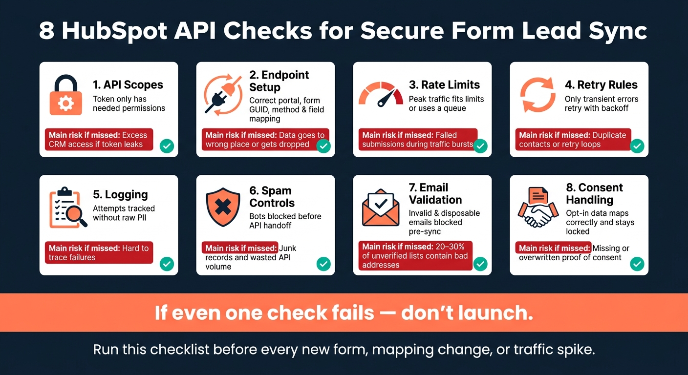 8 HubSpot API Security Checks Before Form Lead Sync Goes Live