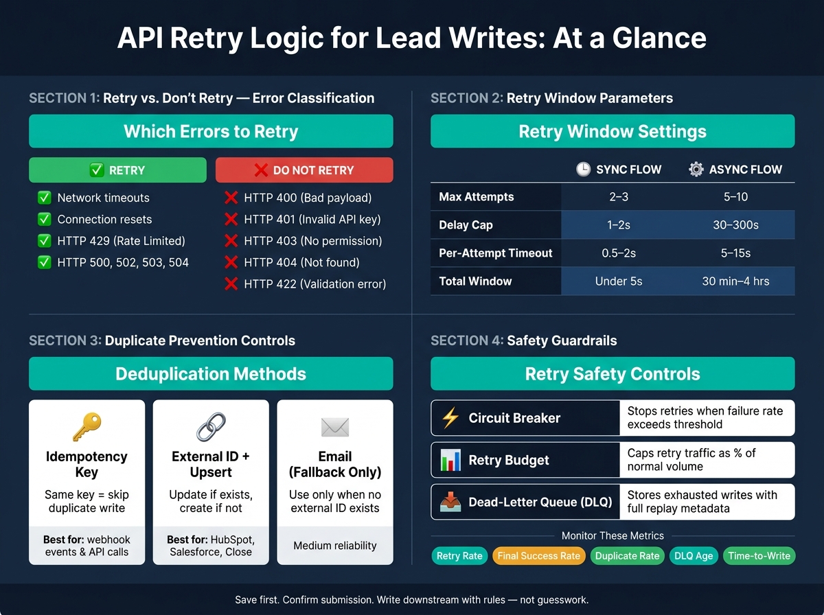 API Retry Logic for Lead Writes: Decision Framework & Key Parameters