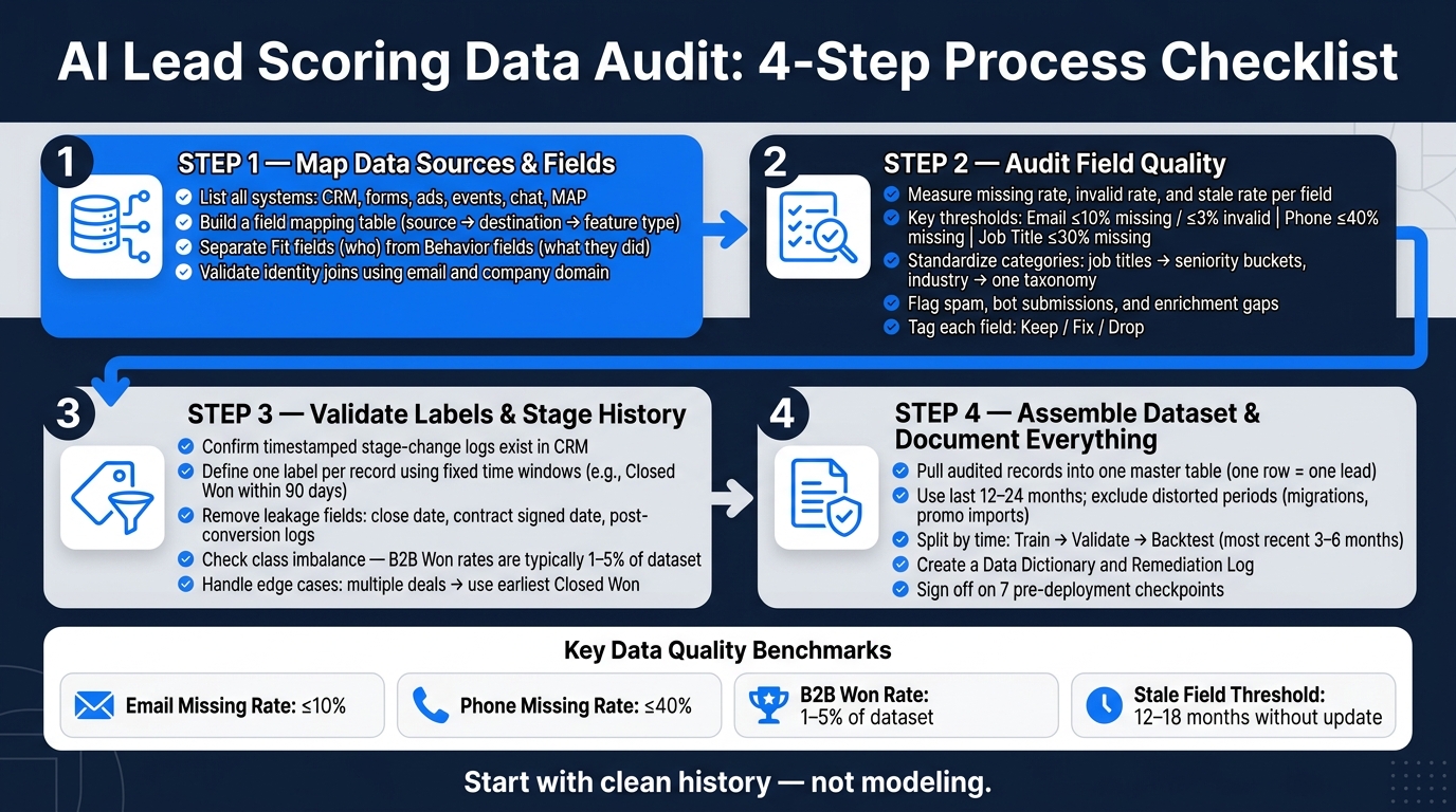 AI Lead Scoring Data Audit: 4-Step Process Checklist