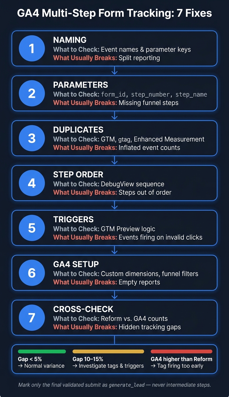 GA4 Multi-Step Form Tracking: 7-Fix Debugging Workflow