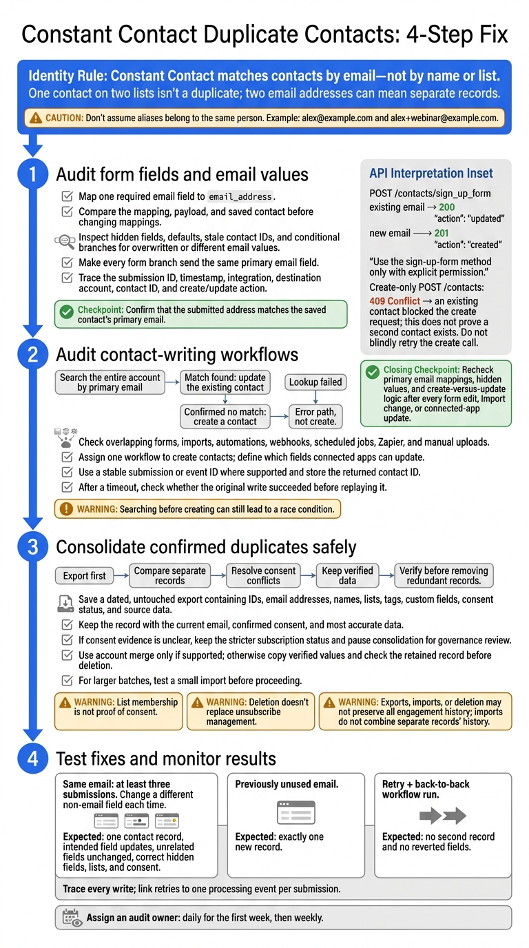 Constant Contact Duplicate Contacts: 4-Step Fix