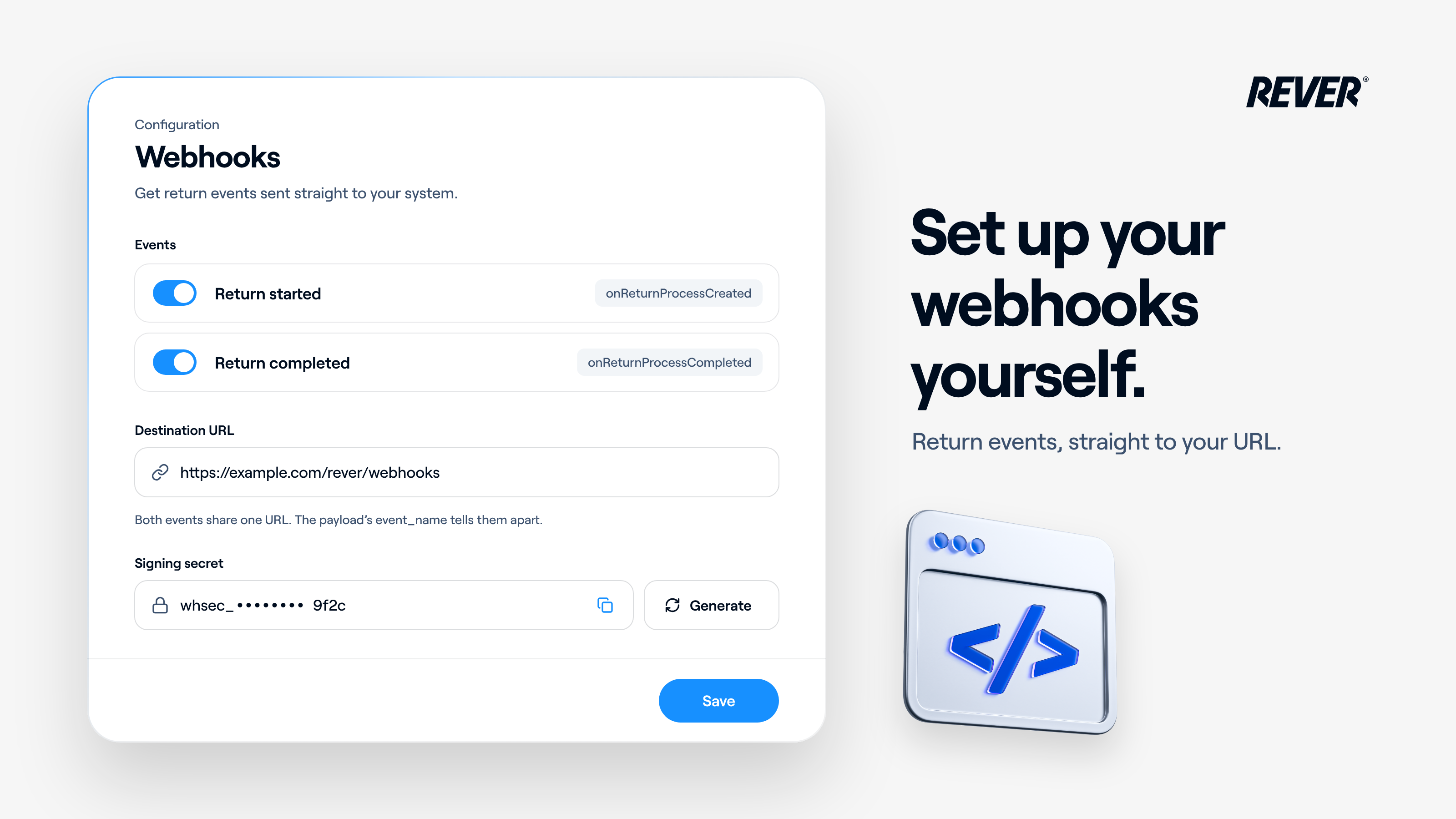 Webhook in self-service: iscriviti agli eventi di reso dal Dashboard