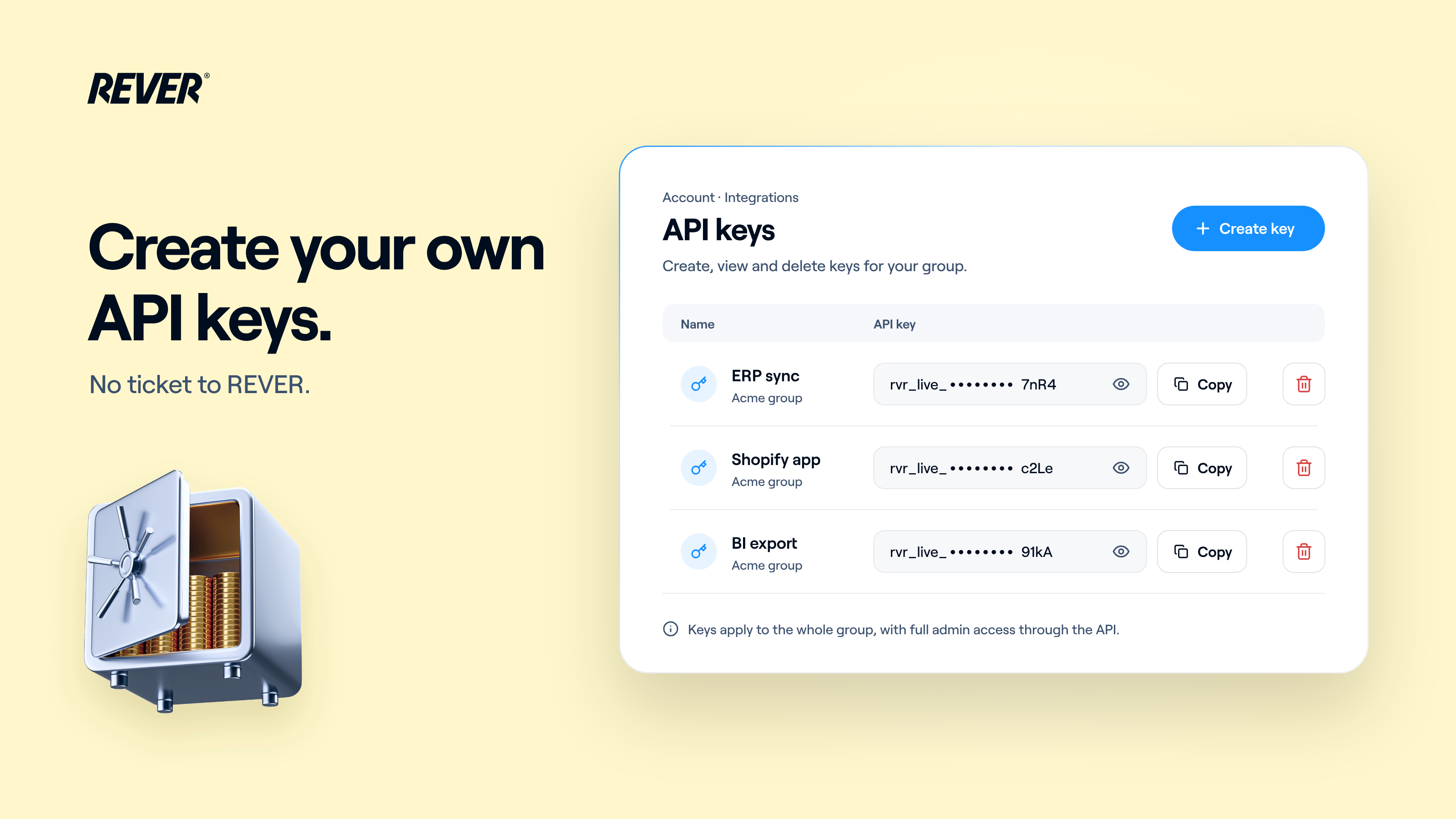 API key in self-service: create, visualizzate ed eliminate le chiavi dalla Dashboard
