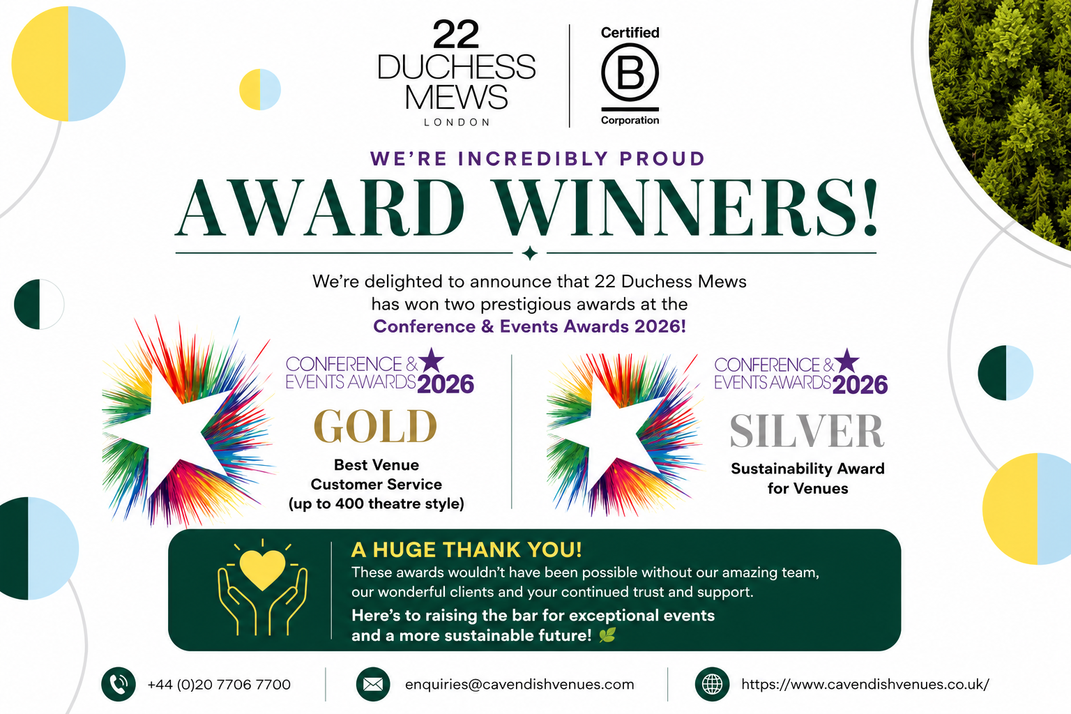 Award-Winning London Conference Venue: Cavendish Takes Gold and Silver at the 2026 Conference & Events Awards