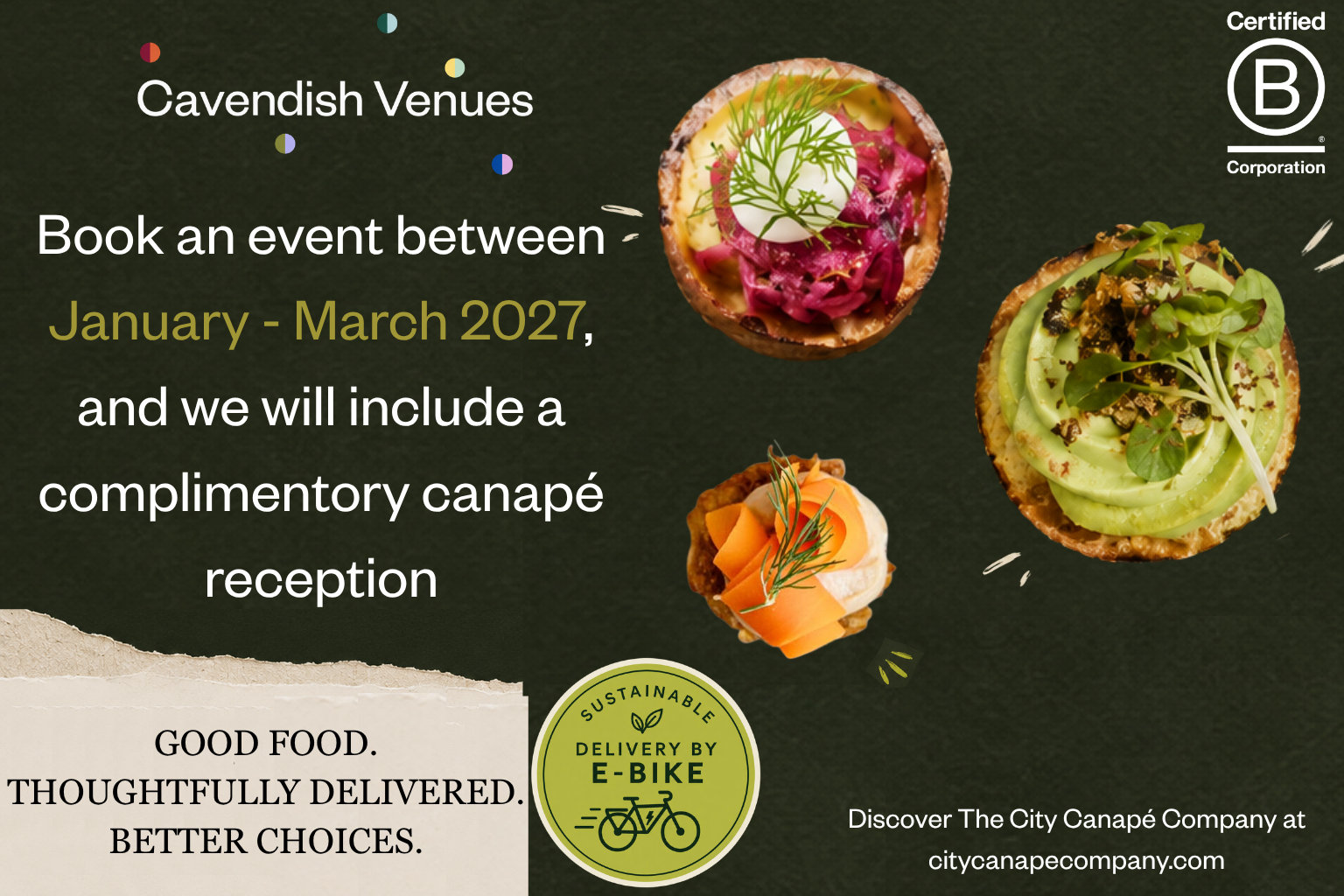 Complimentary Canapés Reception at Cavendish Venues 