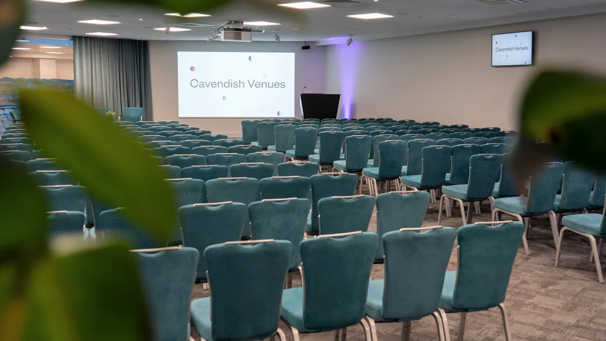 AGM seating set theatre-style in the Ludgate suite at One America Square, City of London
