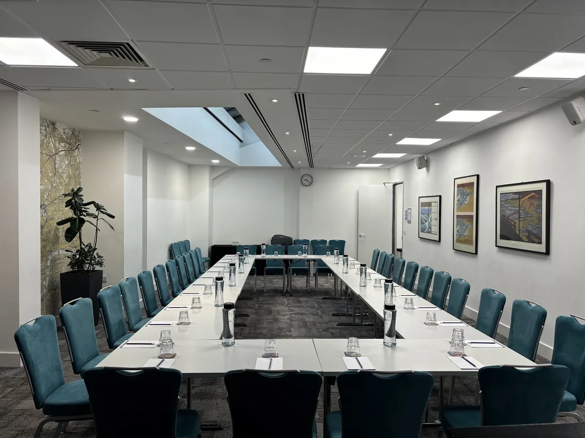 Boardroom-style training room with natural light at a Cavendish Venues London venue