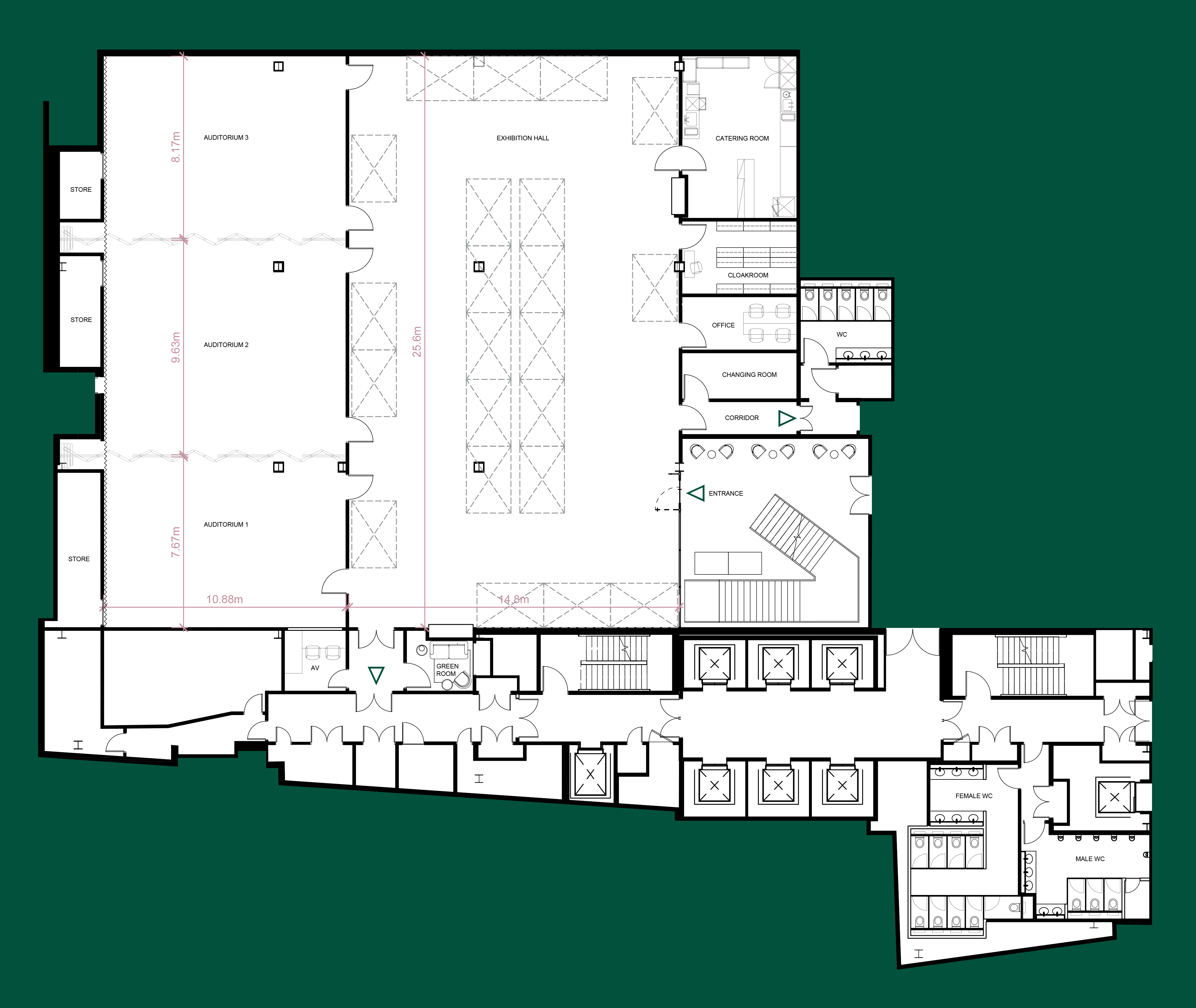 Floorplan of 1 Basinghall Avenue showing the layout of its meeting and event rooms