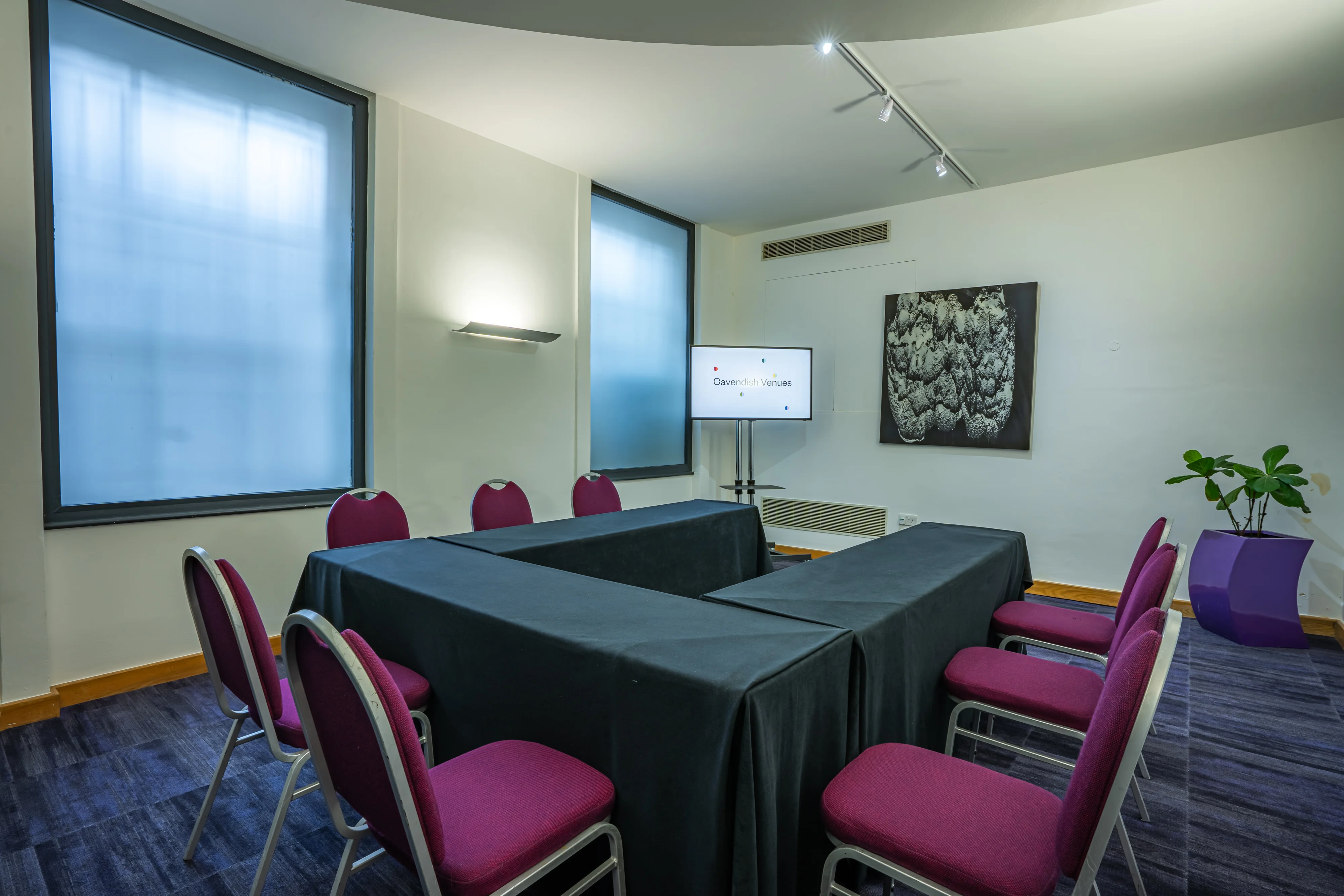A meeting room at 22 Duchess Mews set out classroom style