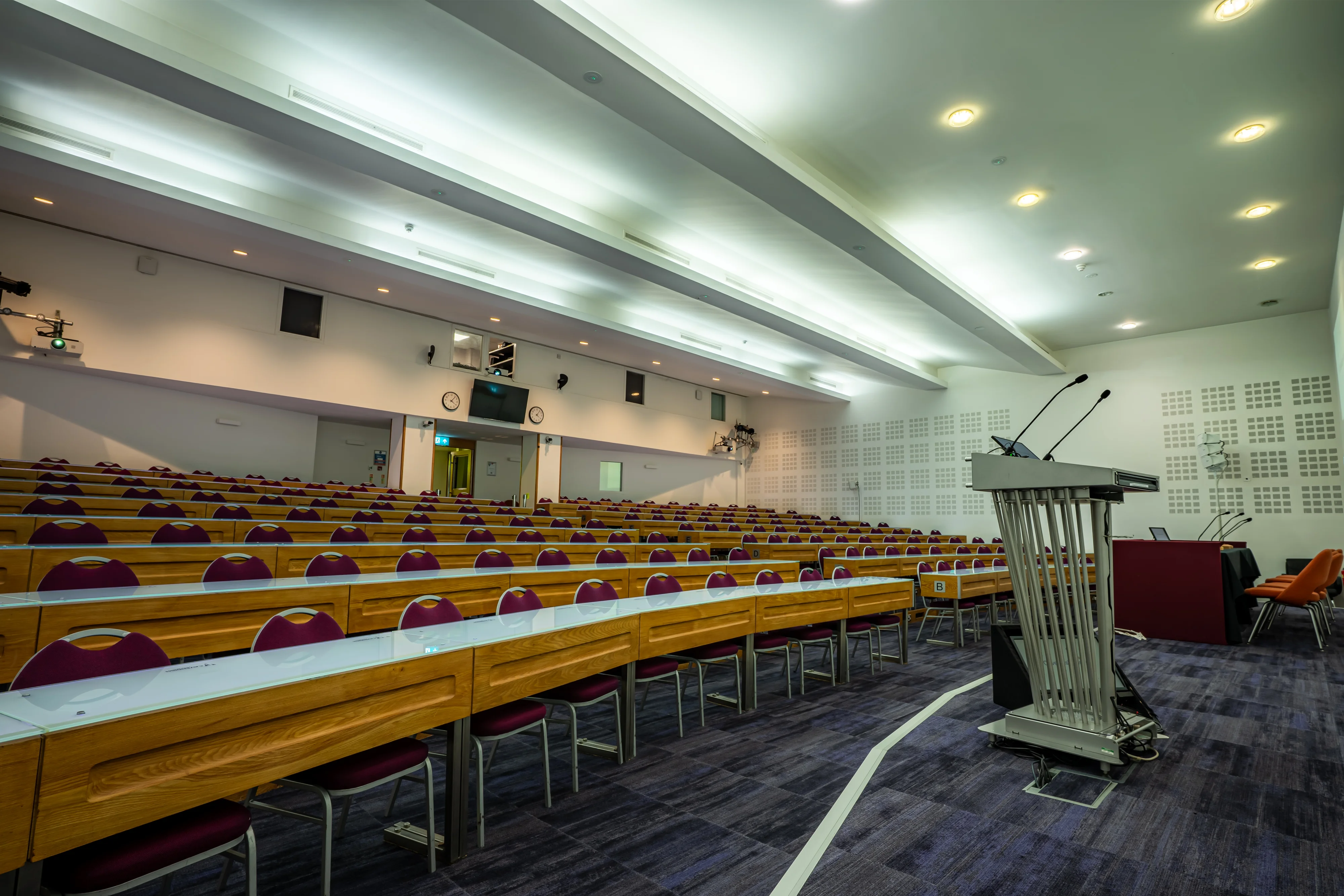 The tiered auditorium at 22 Duchess Mews seen from the stage