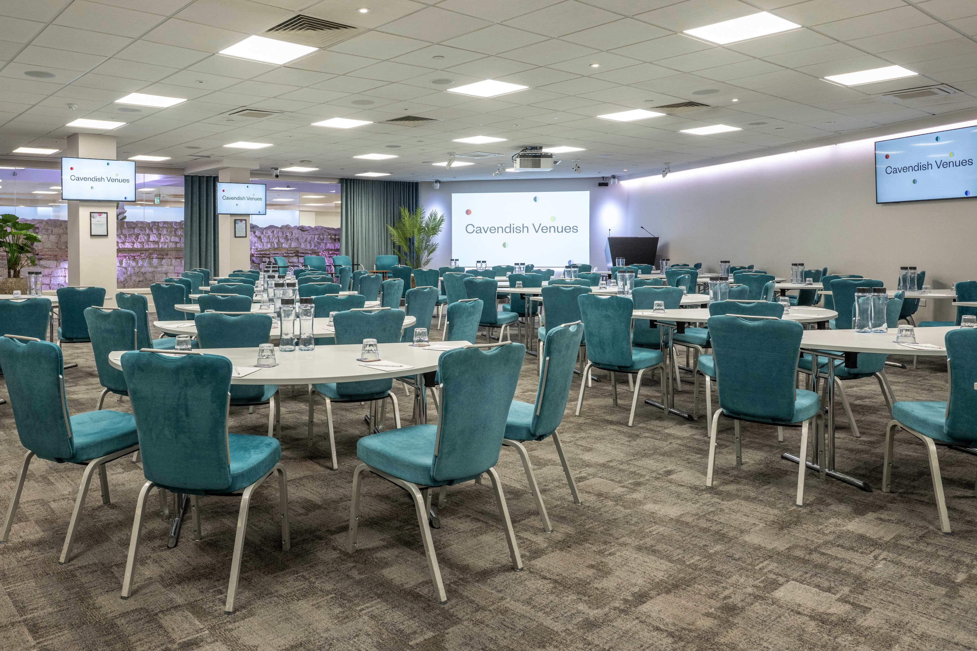 The Ludgate Suite at 1 America Square, set out cabaret style for a large group