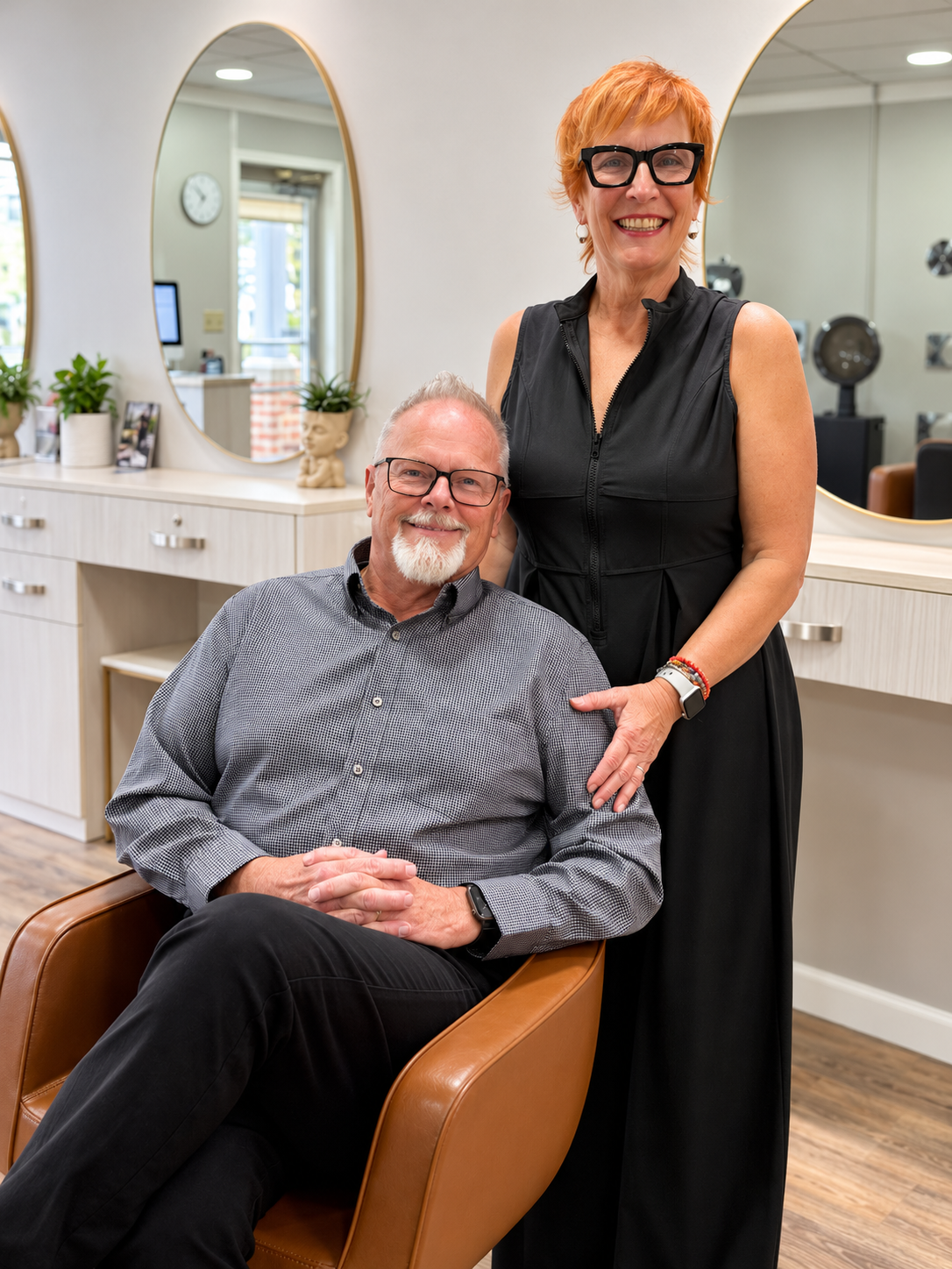 James and Ellen Daubert together in their Let’s Do It Hair Design salon in Northfield, New Jersey