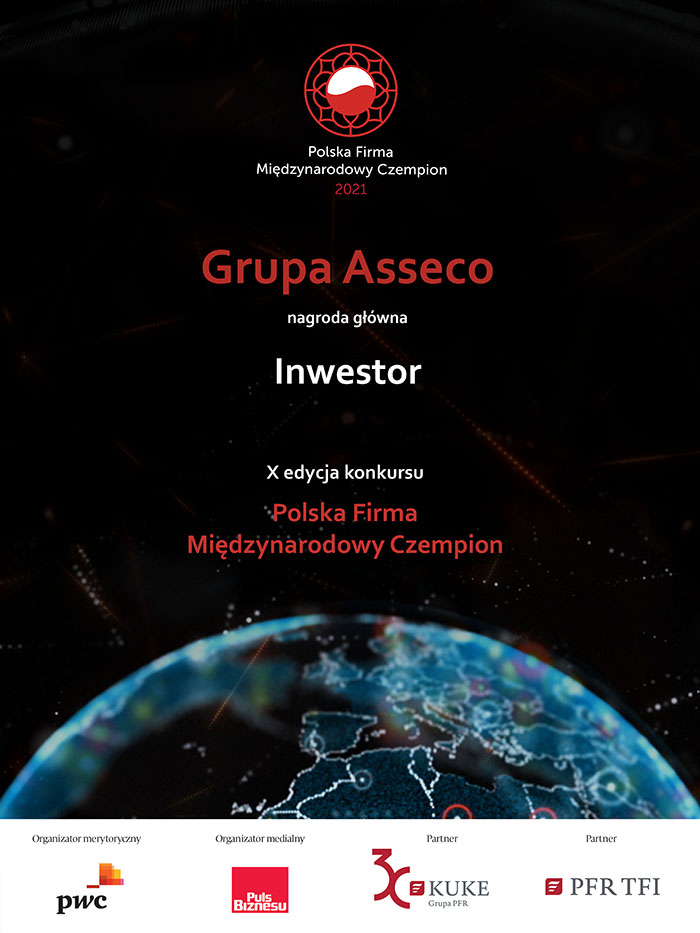 Asseco Międzynarodowym Czempionem - dyplom
