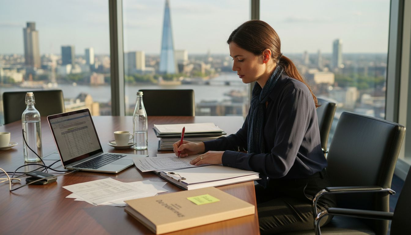 Founder reviewing compliance documents for investment