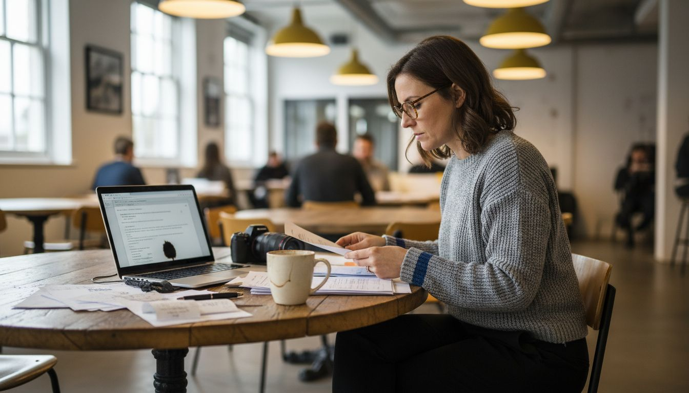 Tax consultant reviewing receipts for RD claim
