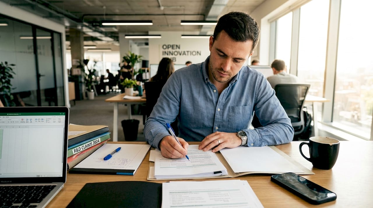 CFO annotates paperwork for RD tax claims