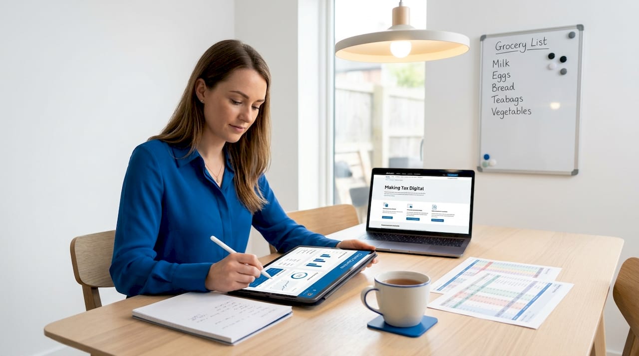 Digital record keeping at kitchen table