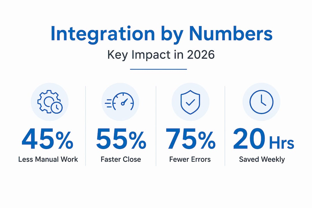 Infographic showing key stats on integrated finance in 2026