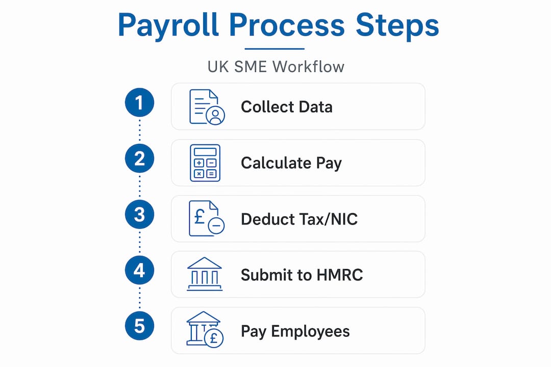 Infographic showing payroll management process steps