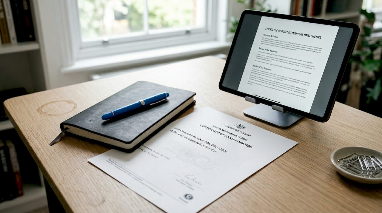 UK company registration documents desktop view