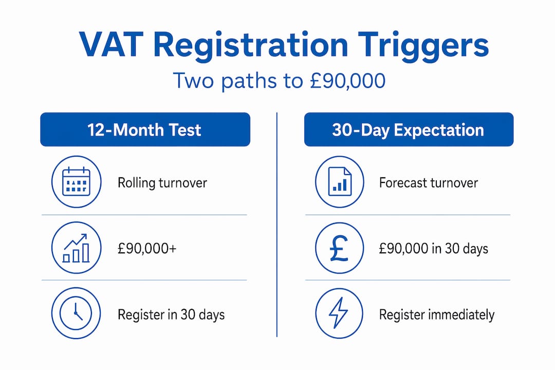 Infographic comparing VAT registration trigger tests