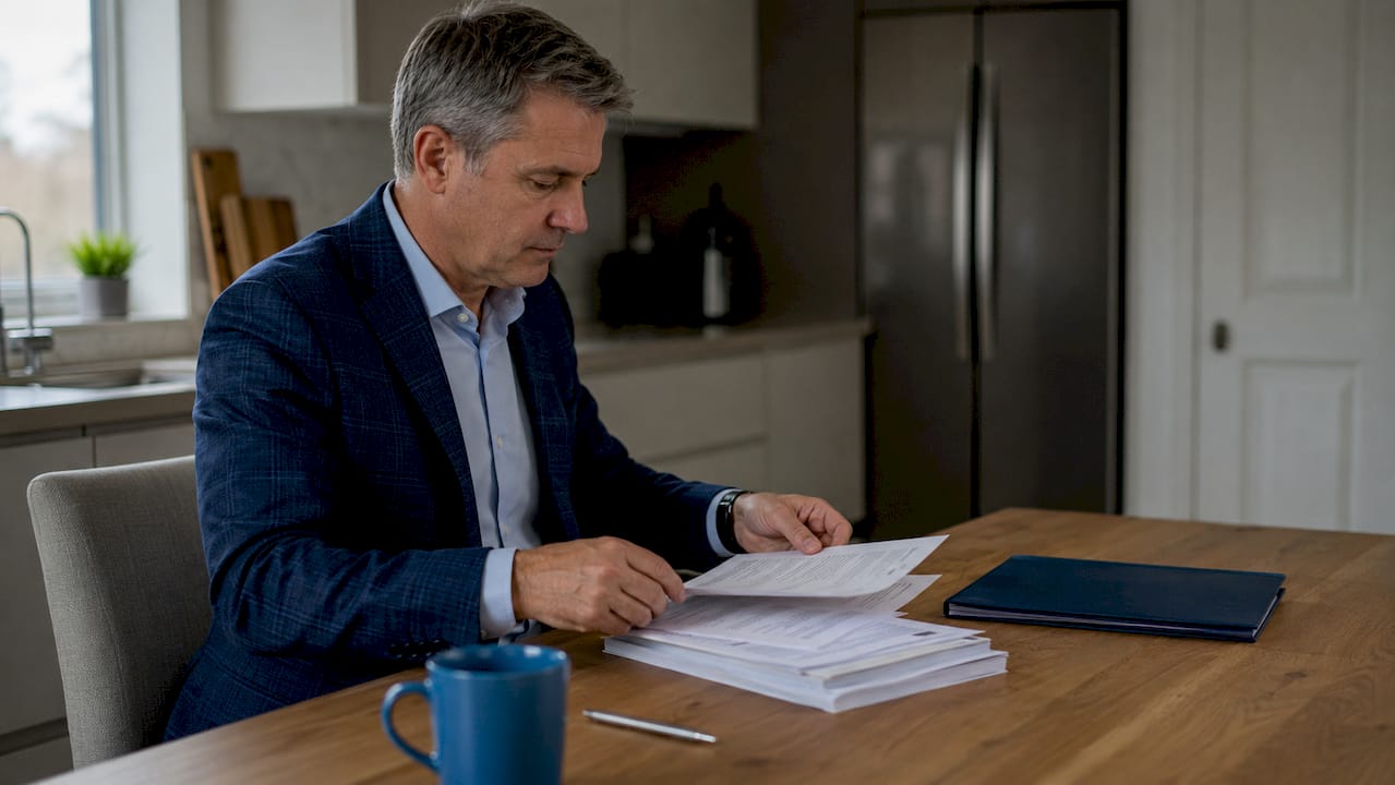 Hands sorting UK business bank application forms