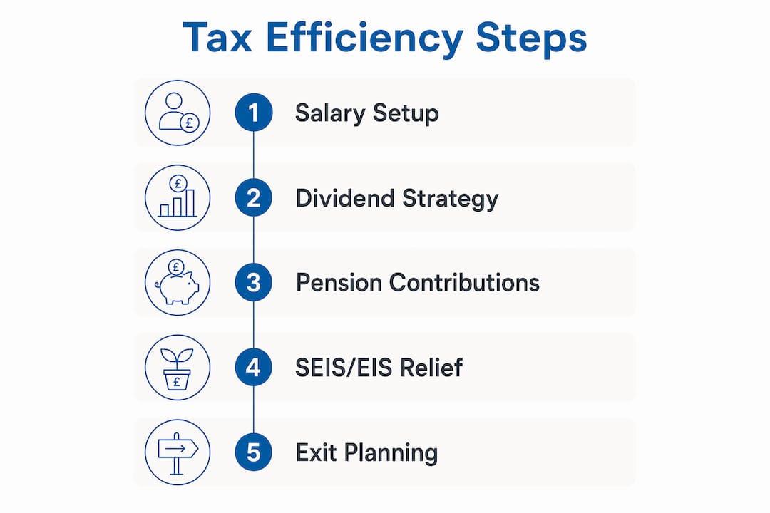 Infographic outlining founder tax efficiency steps