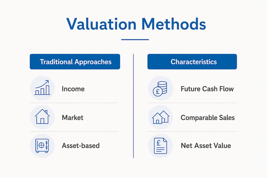 Infographic comparing business valuation methods
