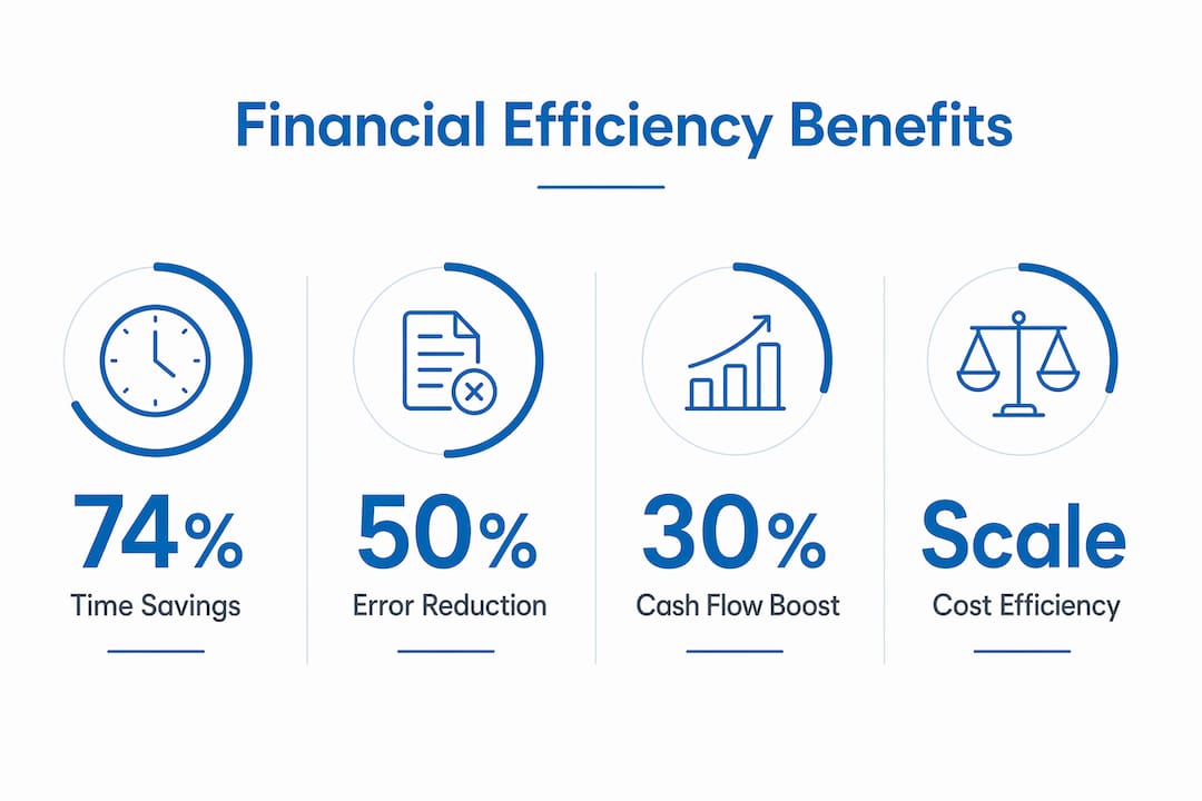 Infographic showing key financial efficiency benefits for SMEs