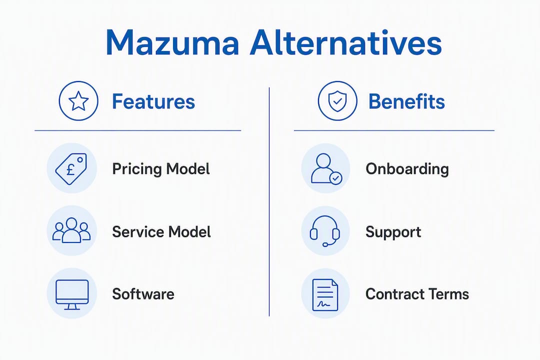 Infographic comparing Mazuma accounting alternatives