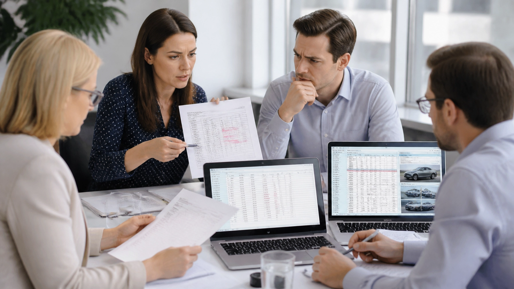 Payroll compliance image showing HR, payroll and finance teams reviewing a benefits data mismatch across RTI reporting, company car records and private medical insurance schedules before mandatory payrolling 2027