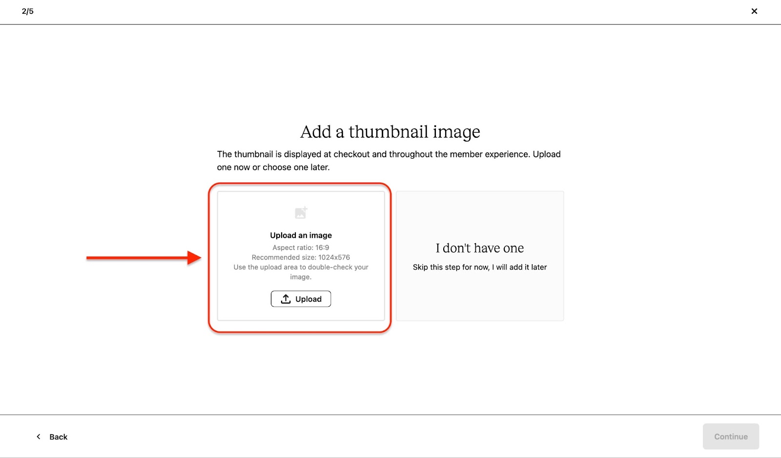 Uploading a thumbnail image