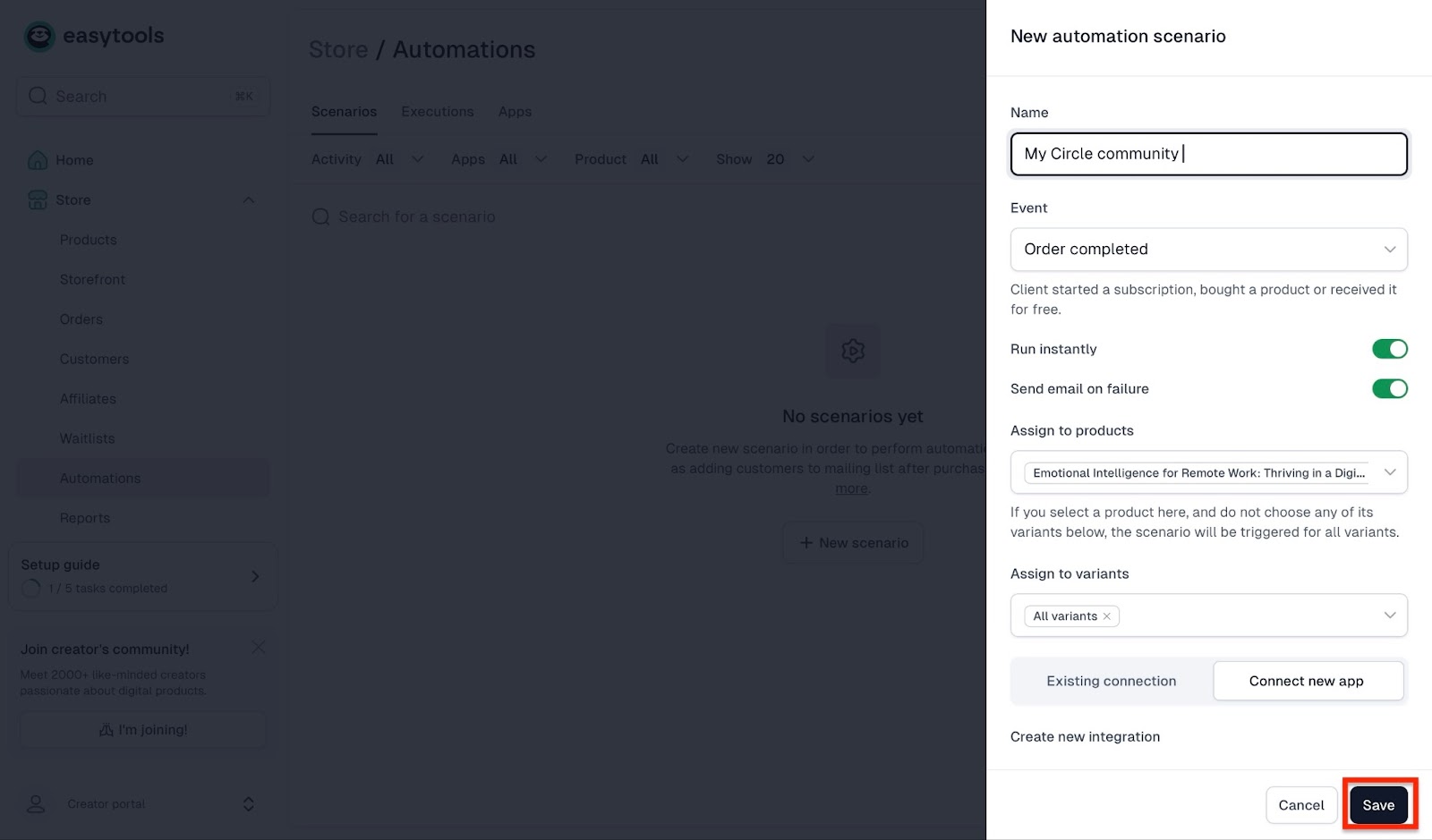 Circle membership platform automation scenario