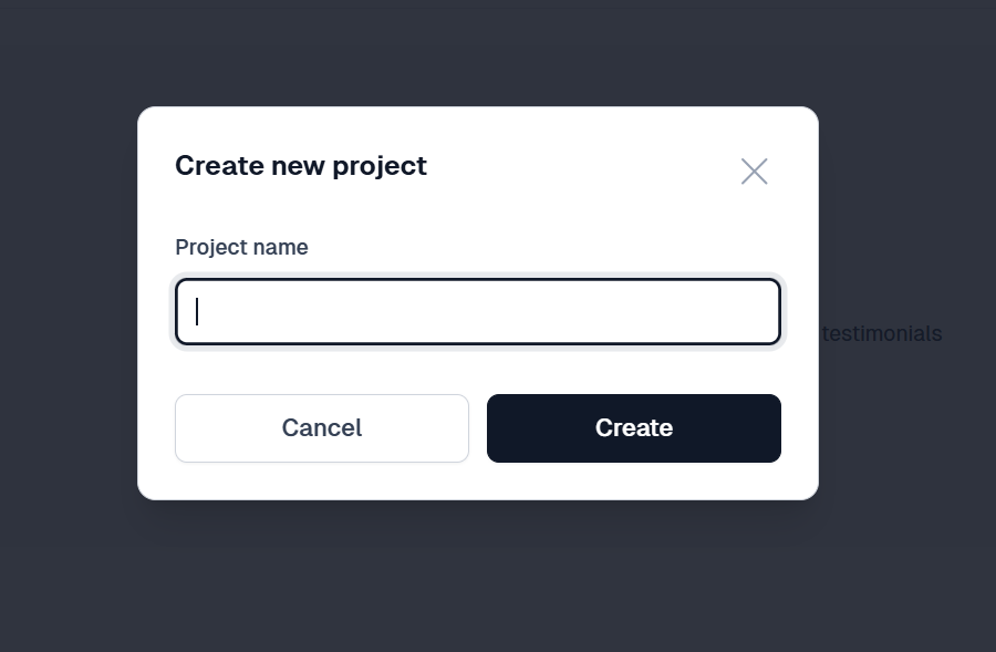 Modal to create a new wall of love project