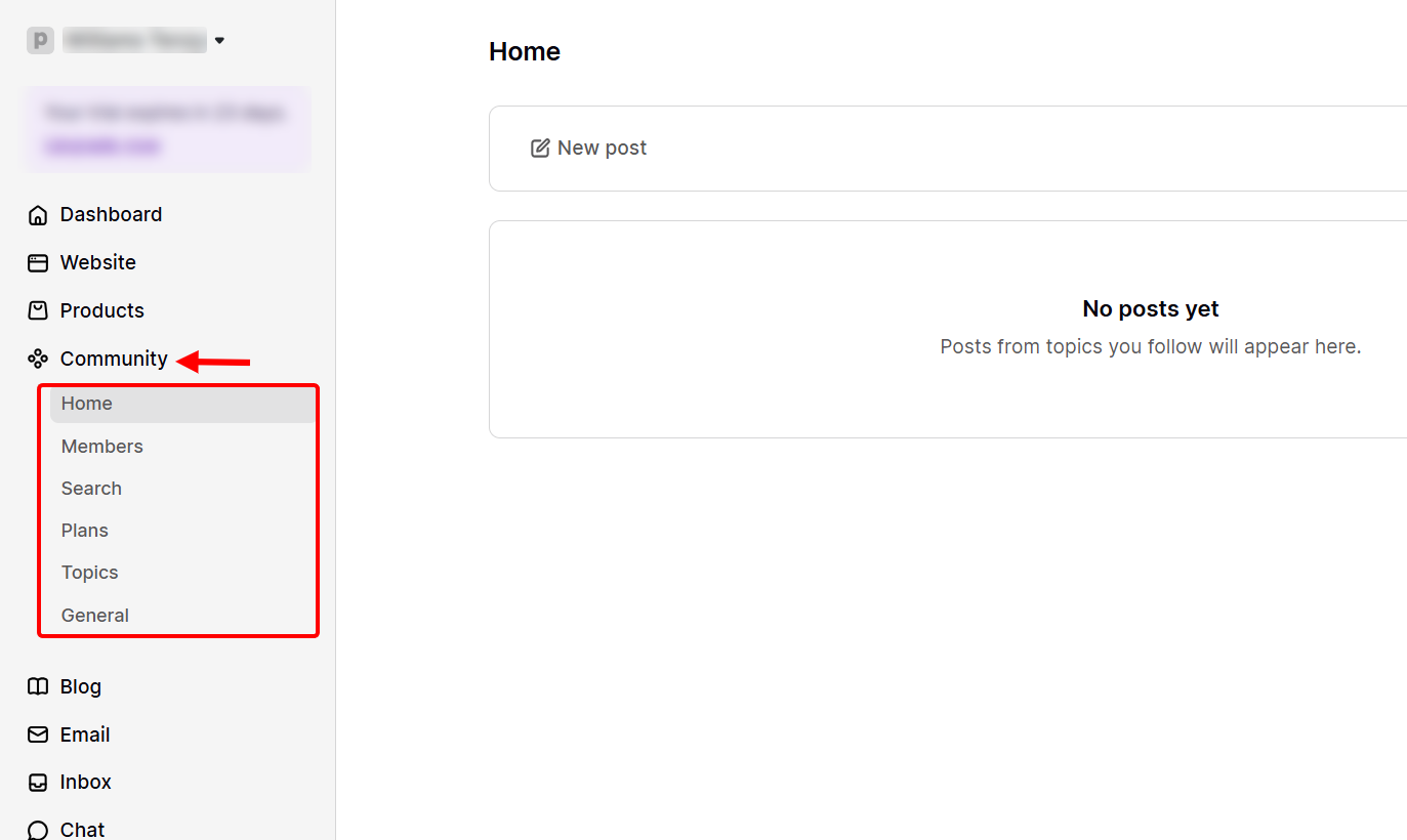 An overview of a community membership dashboard