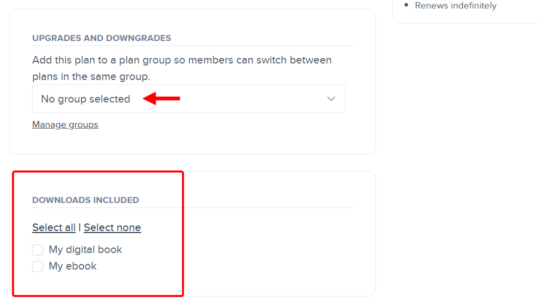 Membership plan upgrades downgrades and downloads