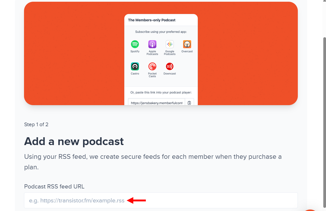 Adding a podcast using an RSS feed