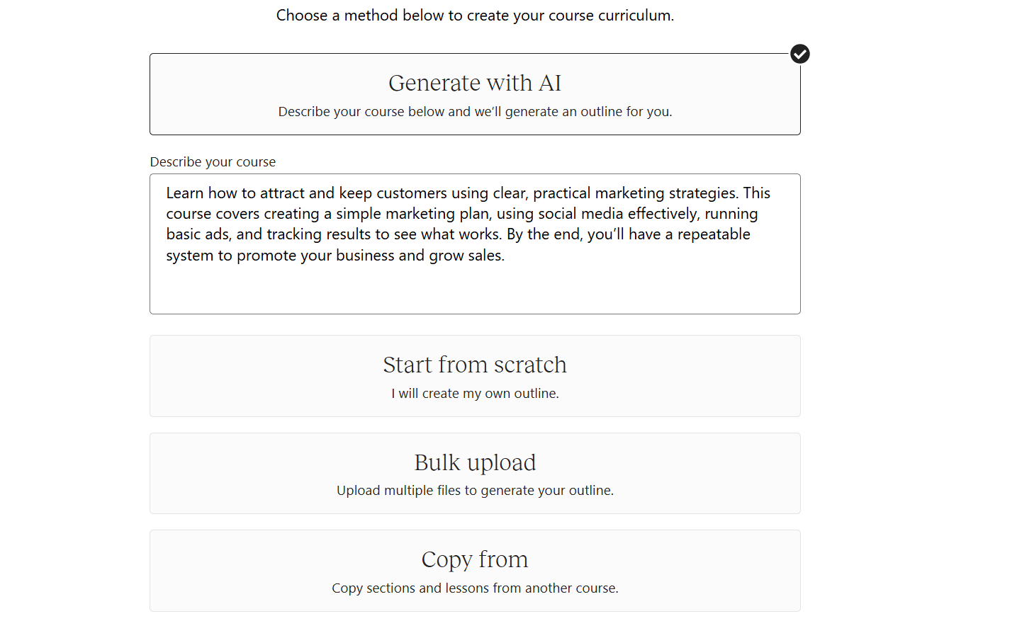 Interface to create cou