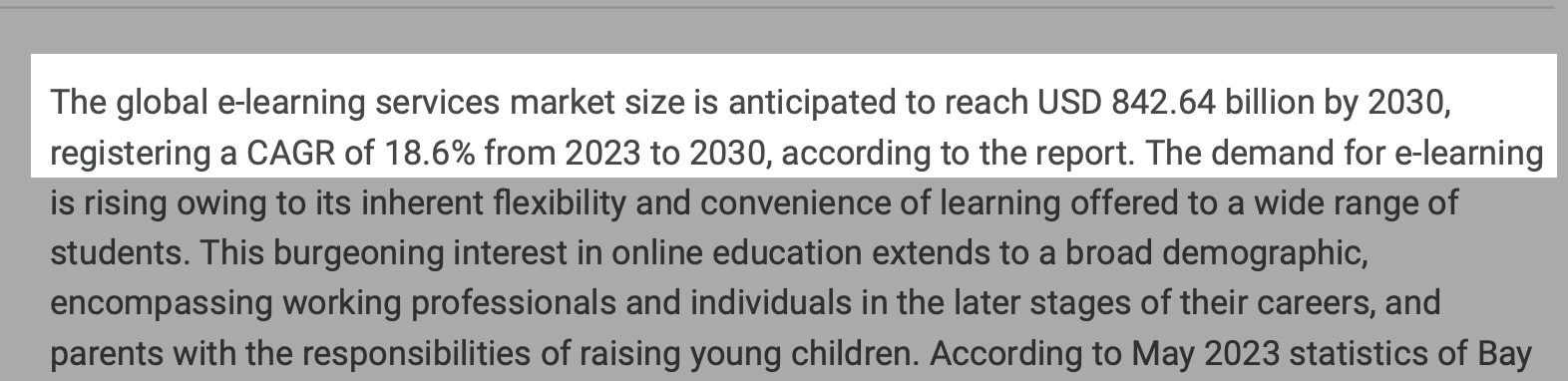 Growing e-learning market and demand