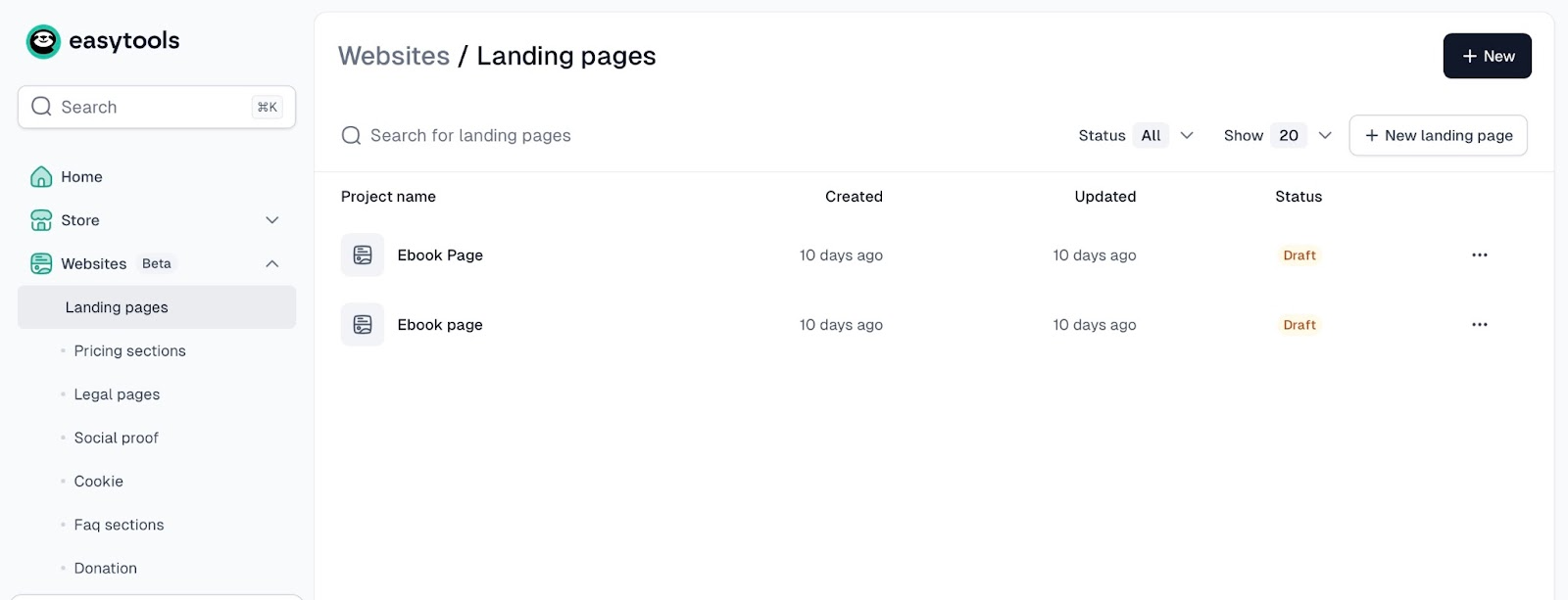 Building landing pages for an online course