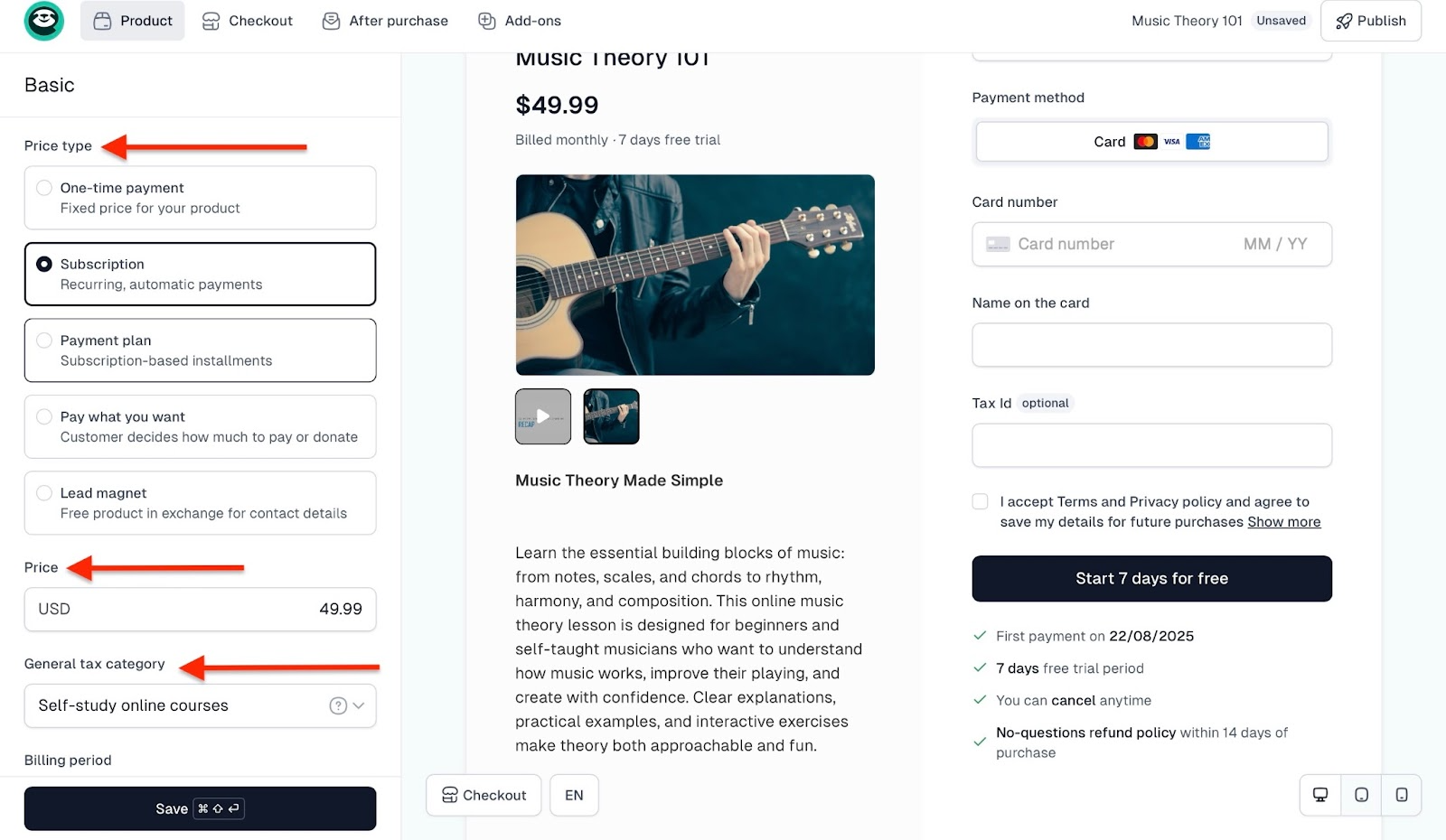 Choosing subcription pricing for an online course